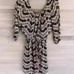 Women’s Lily Rose Pink Black Belted Party Dress XS